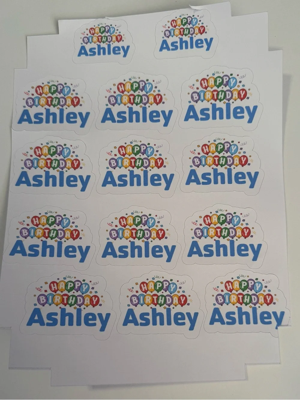 Personalized Happy Birthday Stickers - Blue Gift Labels three (3) sheets